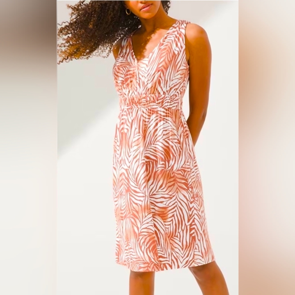 Soma Brown and White Leaf Print Mini Dress